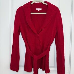 CABI Napa 100% Merino Boiled Wool Sweater Jacket Sz S Red Snap Front Style 167